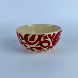 A standard soup bowl featurng calligraphic forms. Designed for for serving soup.