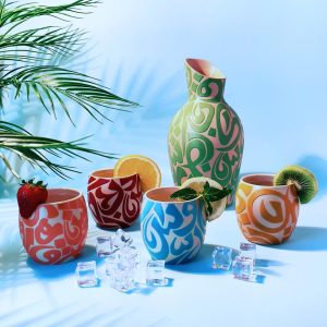 designed for serving and sharing beverages.