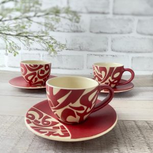 A set of six U-shaped Turkish coffee cups