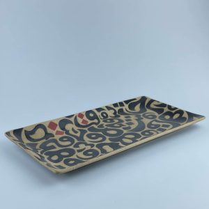 A rectangular platter featuring calligraphy motifs