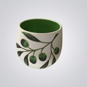 A U-shaped tumbler embellished with delicate olive branch and leaf motifs
